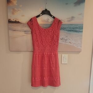 Maison Jules Coral Lace Mini Dress